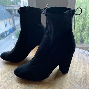 Black Suede 3’ Heel Sock Booties